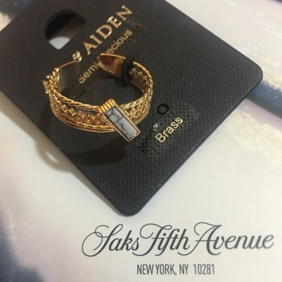 Saks Ava & Aiden Howlite Adjustable Ring Sz 8 LAST ONE NWT - Picture 2 of 6